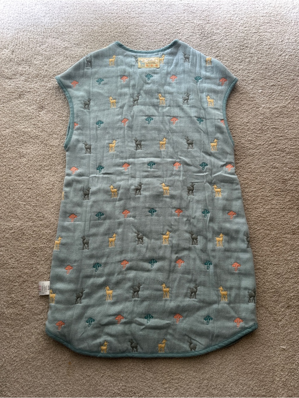 Blue Toddler Sleep Sack Pajamas with Animal Print Japanese handmade - Picture 3 of 3